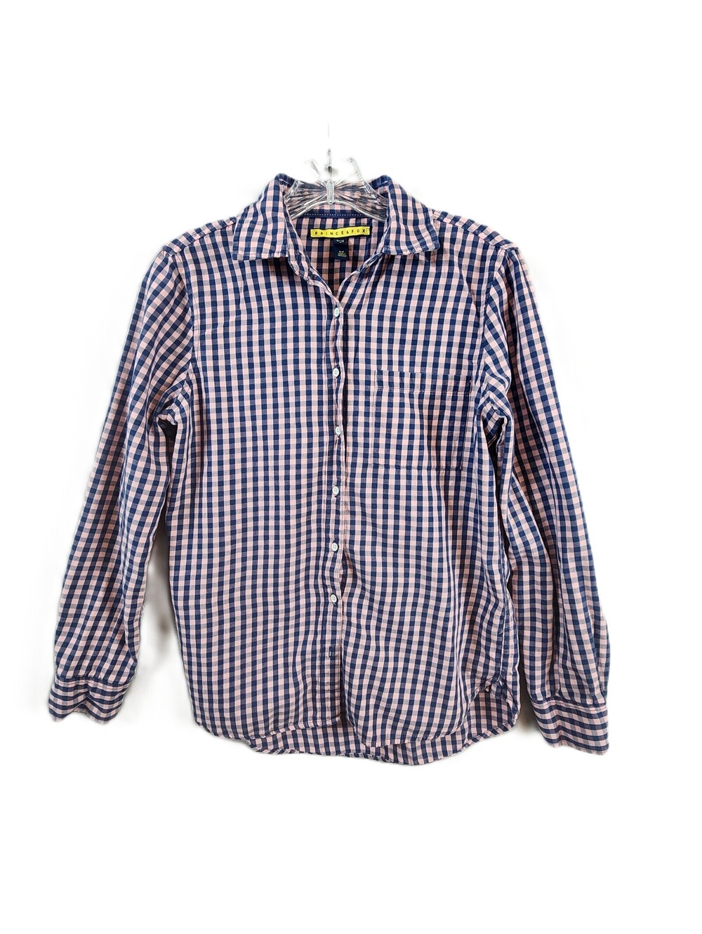Prince & Fox Button-Down Shirt Women SP Pink and Navy Checkered